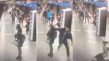 Brutal agresion en el metro de Barcelona Hombre golpea sin