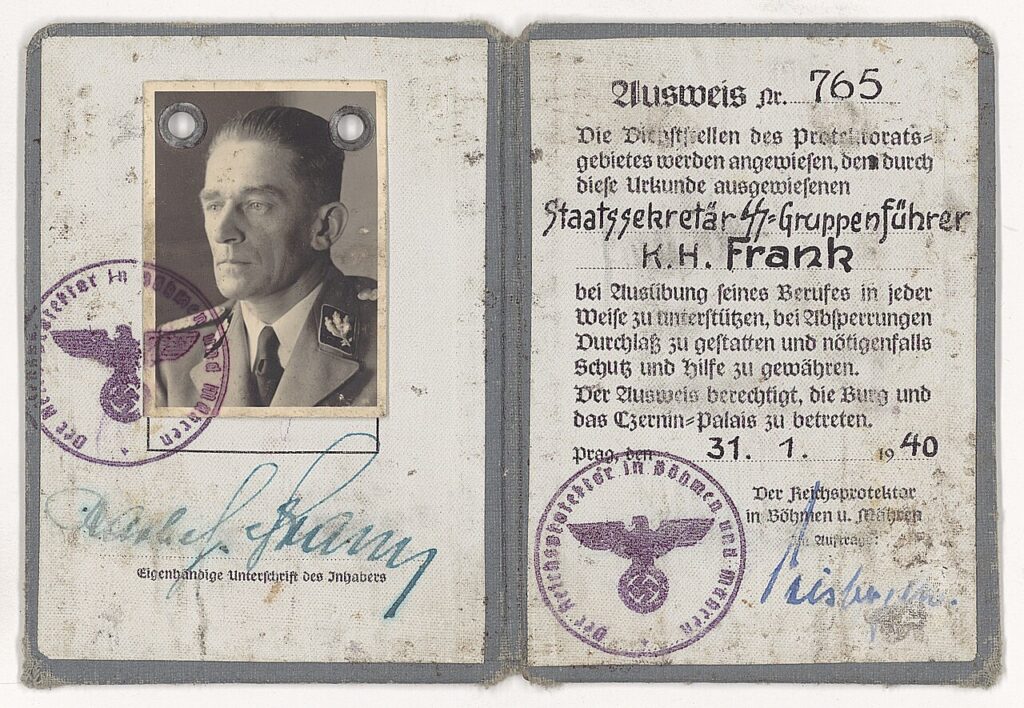 Ausweis K.H.Frank 1940 SOA Praha